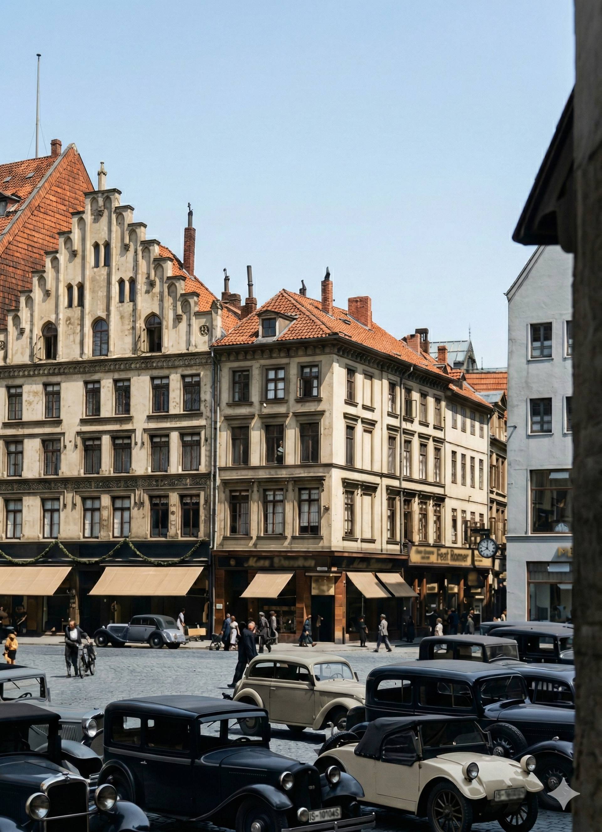 Das Bild zeigt den Bereich nördlich der Marktkirche die Kreuzung zwischen Schmiedestraße und Seilwinderstraße.