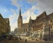 Marktkirche 1834 mit Altem Rathaus. (1834)