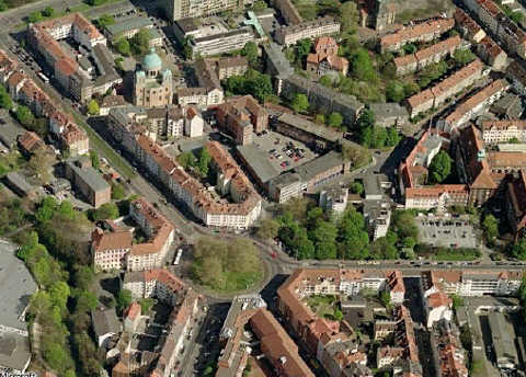 Luftbild vom Goetheplatz im Jahre 2007, Quelle:Livesearch Microsoft