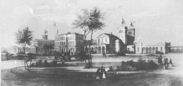 Der Bahnhof in seiner Ursprungsform im Jahre 1847, Quelle:Bildarchiv Foto Marburg